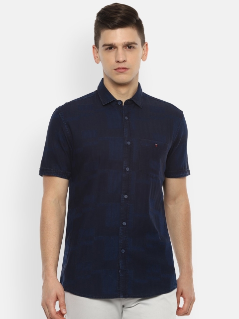 

Louis Philippe Jeans Men Navy Blue Slim Fit Printed Cotton Casual Shirt