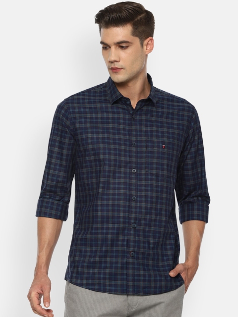 

Louis Philippe Sport Men Navy Blue Slim Fit Checked Cotton Casual Shirt