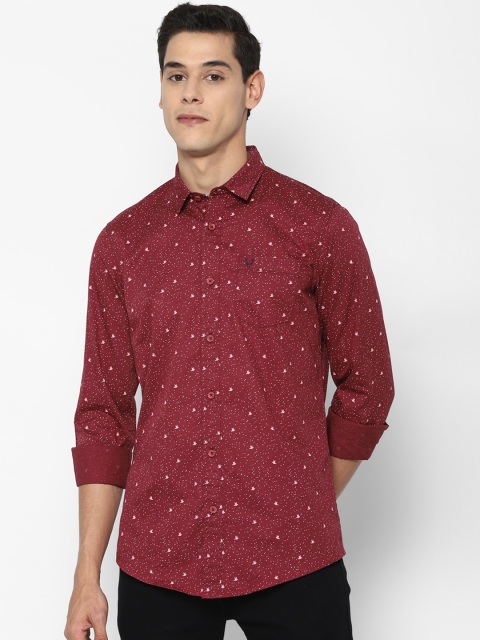 

Solly Jeans Co Men Maroon & White Printed Cotton Casual Shirt