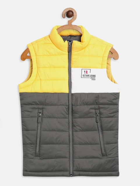 

Octave Boys Yellow & Olive Green Colourblocked Puffer Jacket