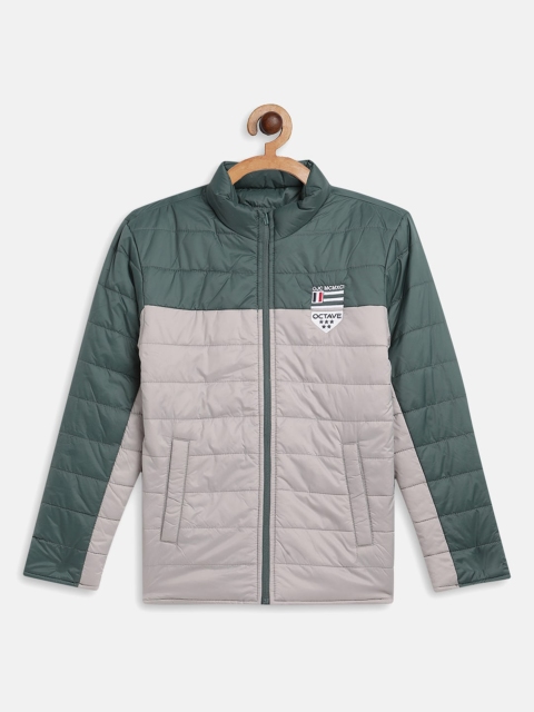 

Octave Boys Olive Green Grey Colourblocked Puffer Jacket