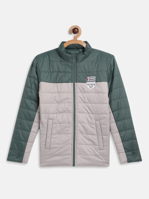 

Octave Boys Olive Green Grey Colourblocked Padded Jacket