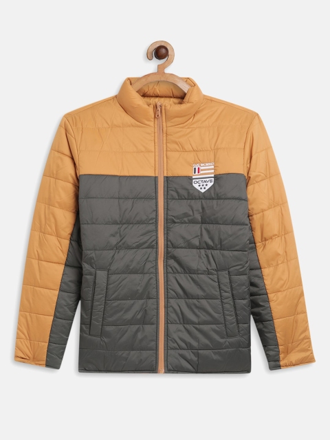 

Octave Boys Yellow Olive Green Colourblocked Puffer Jacket