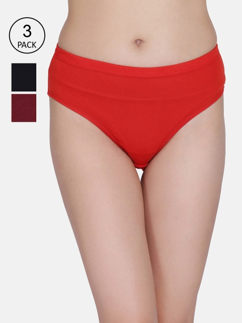 

fashiol Women Pack Of 3 Assorted Hipster Briefs, Maroon