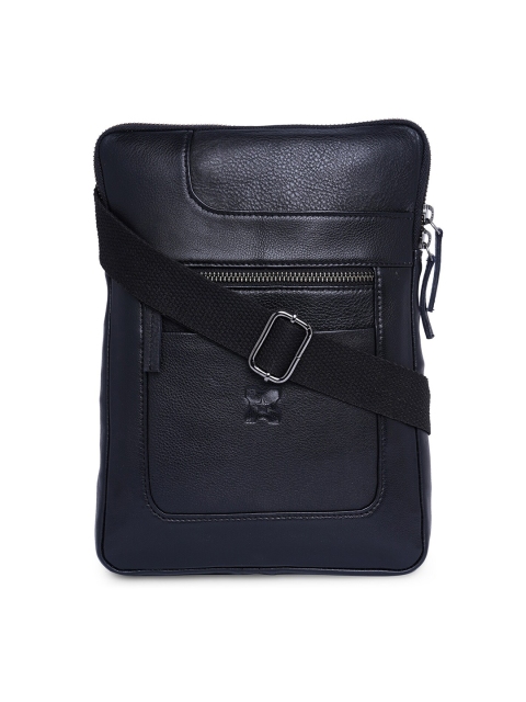 

MERECER MELHOR Unisex Black Leather Messenger Bag