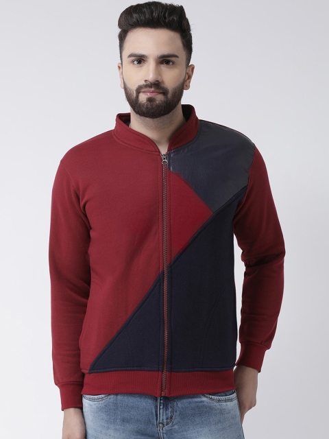 

VIMAL JONNEY Men Maroon Colourblocked Sweatshirt