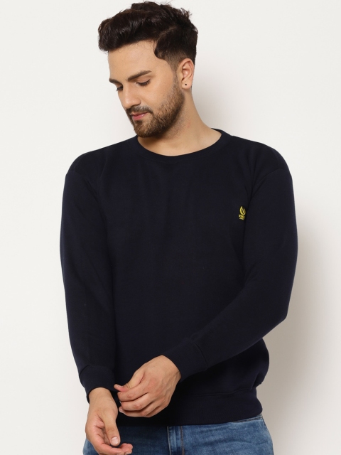 

VIMAL JONNEY Men Navy Blue Solid Pullover Sweatshirt