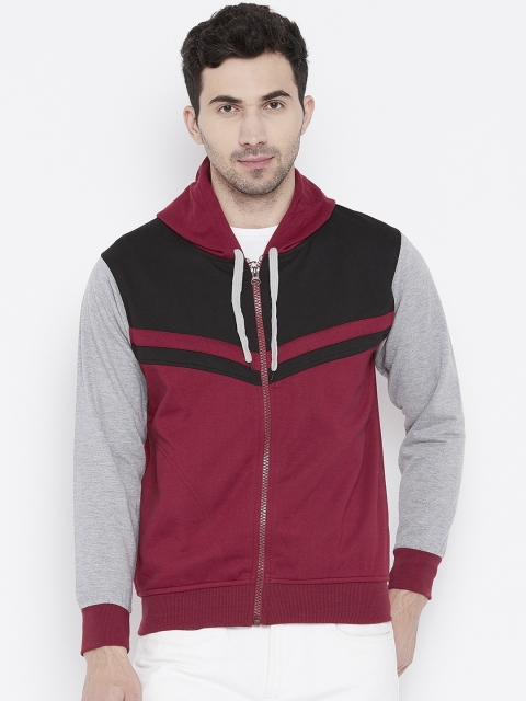 

VIMAL JONNEY Men Maroon Colourblocked Sweatshirt
