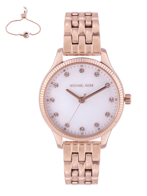 

Michael Kors Women White Dial Analogue Watch & Bracelet Gift Set MK1025