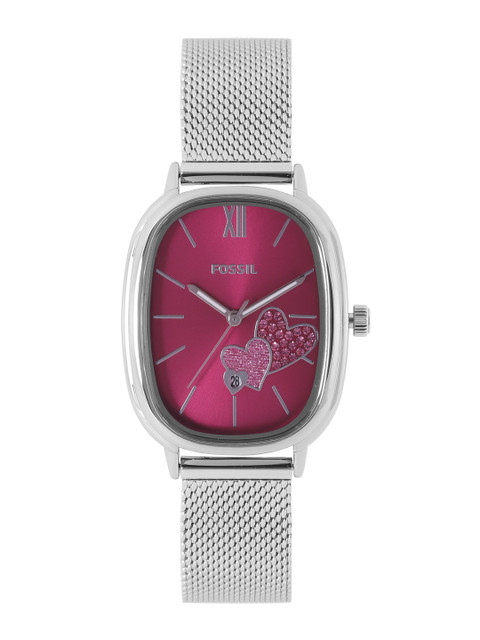 

Fossil Women Lyla Magenta Embellished Dial & Stainless Steel Bracelet Style Analogue Watch