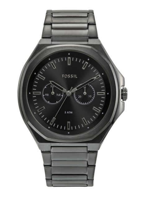 

Fossil Men Charcoal Dial & Gunmetal Toned Stainless Steel Straps Analogue Watch BQ2609