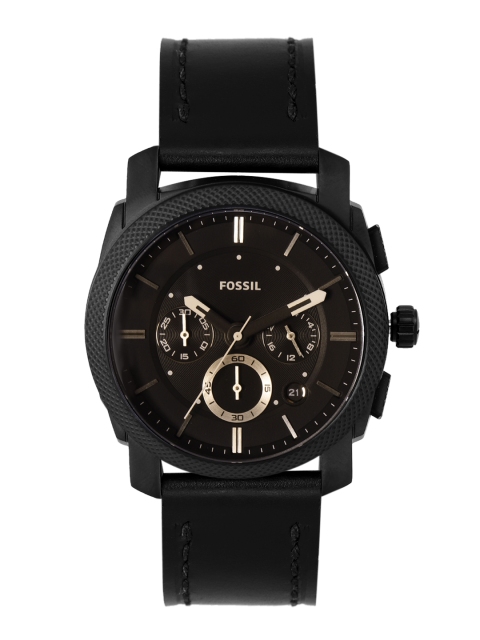 

Fossil Men Black Machine Leather Straps Analogue Watch FS5586
