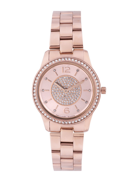 

Michael Kors Women Rose Gold-Toned Embellished Dial & Rose Gold-Plated Stainless Steel Straps Analogue Watch