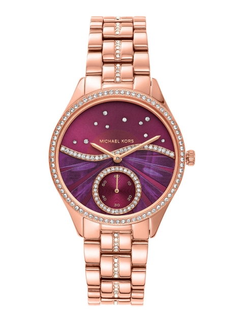 

Michael Kors Women Purple Embellished Dial Analogue Watch MK4437