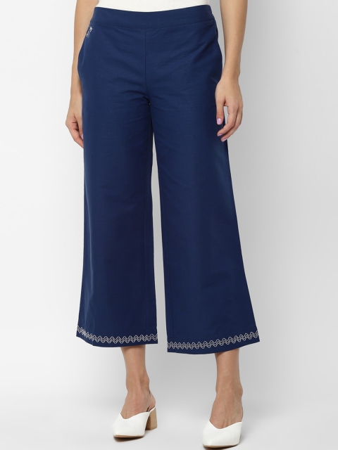 

Allen Solly Woman Women Navy Blue Slim Fit Culotte Trousers