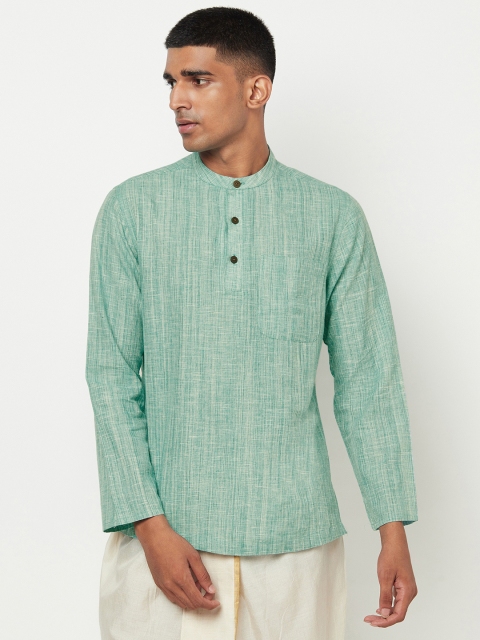 

Fabindia Men Green Melange Effect Cotton Kurta