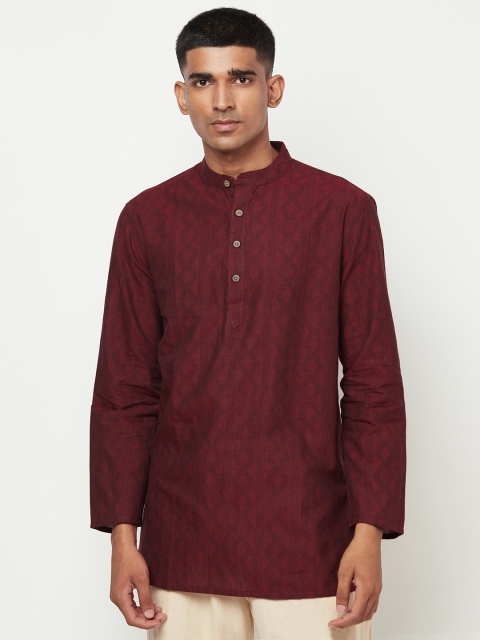 

Fabindia Men Maroon & Black Ethnic Motifs Handblock Print Cotton Kurta
