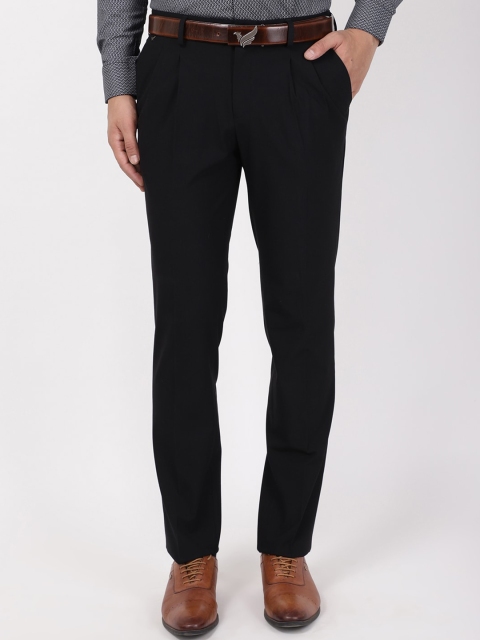 

Blackberrys Men Black Pleated Formal Trousers