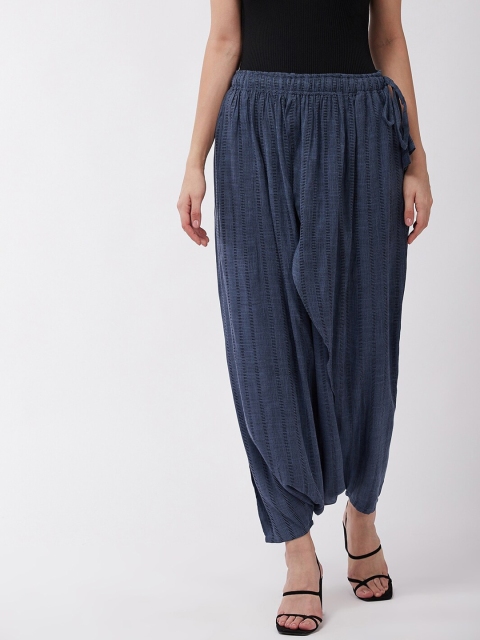 

InWeave Women Blue Solid Cotton Harem Pants