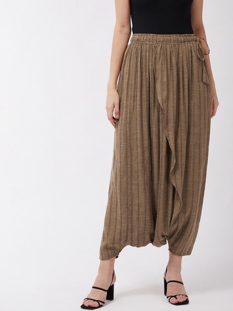 

InWeave Women Brown Self Design Harem Pants