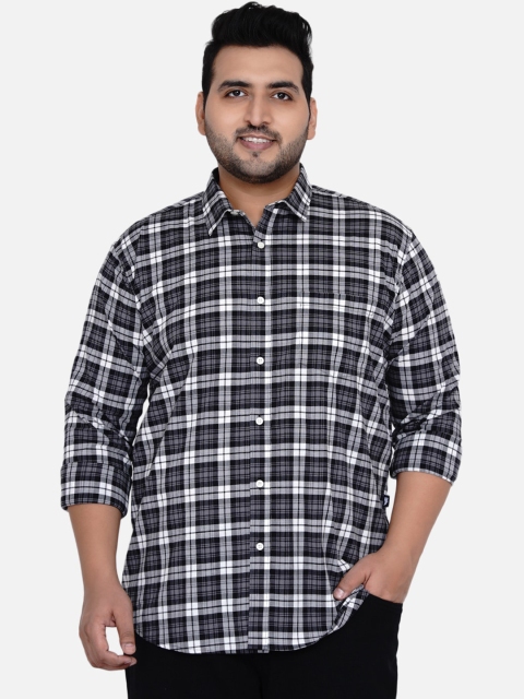 

John Pride Men Black Tartan Checks Opaque Checked Casual Shirt