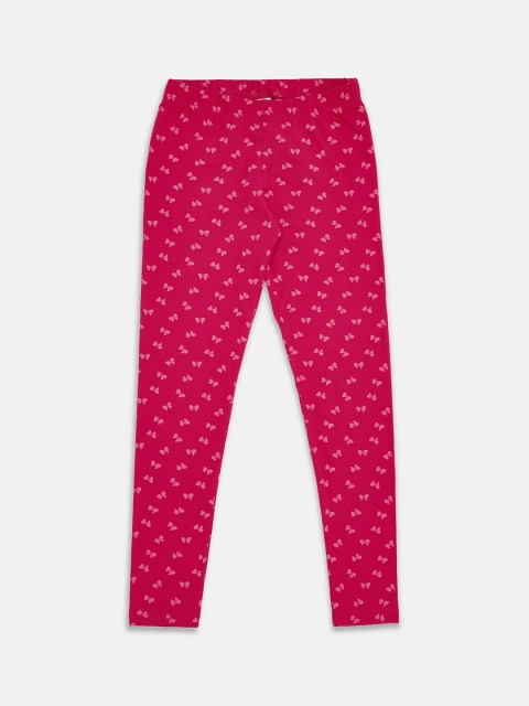 

Pantaloons Junior Girls Fuchsia Pink Printed Pure Cotton Ankle-Length Leggings