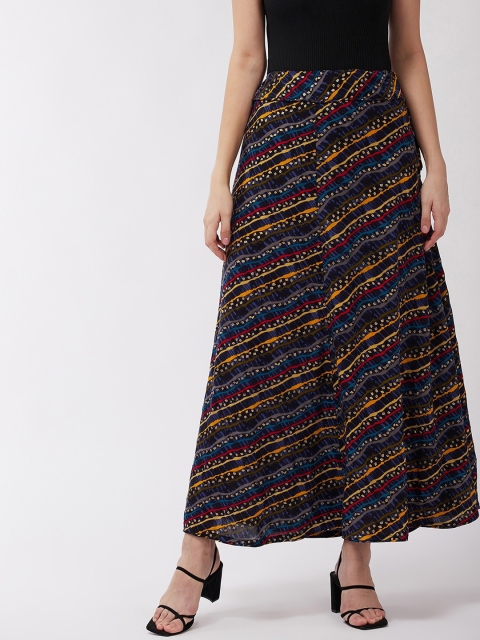 

InWeave Women Blue & Yellow & Red Printed A Line Maxi Skirt