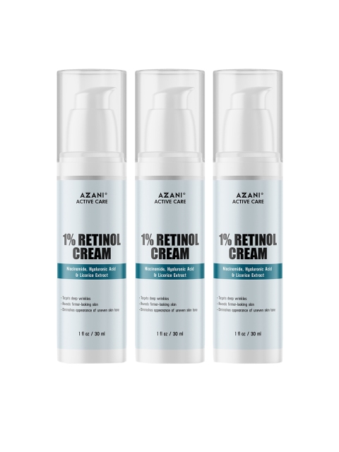 

Azani Active Care Set of 3 Light Weight Anti-Aging Cream with 1% Retinol - 30 ml Each, White
