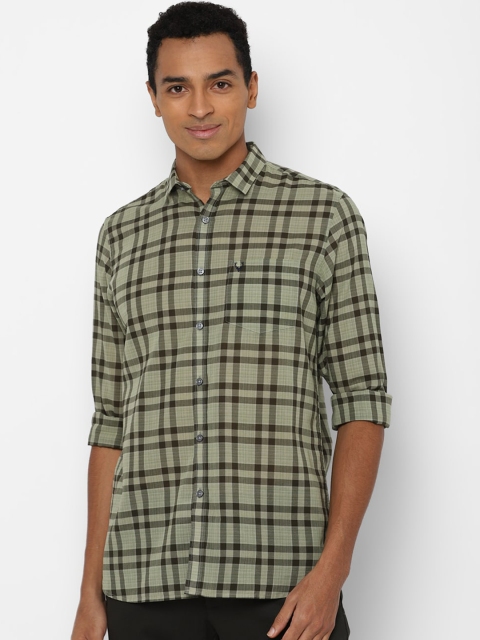 

Allen Solly Men Olive Green Slim Fit Tartan Checked Casual Shirt