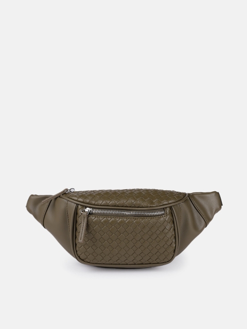 

Mast & Harbour Women Olive Green Textured Waist Pouch