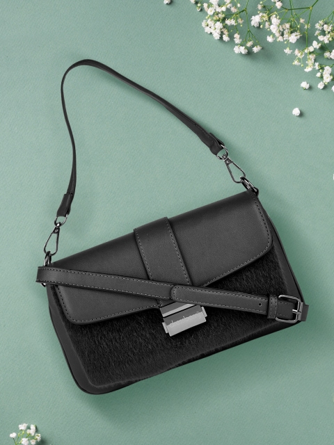 

DressBerry Black PU Structured Sling Bag