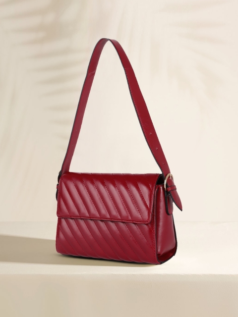 

DressBerry Burgundy Solid PU Regular Structured Shoulder Bag with Quilted Detail