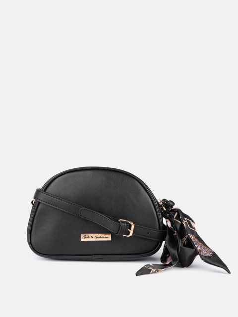 

Mast & Harbour Black PU Half Moon Sling Bag