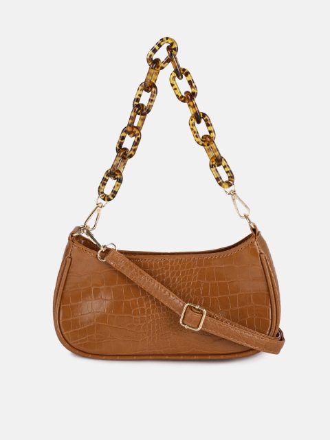 

Mast & Harbour Tan Brown Animal Textured PU Structured Sling Bag