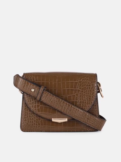 

Mast & Harbour Khaki Croc Textured Sling Bag