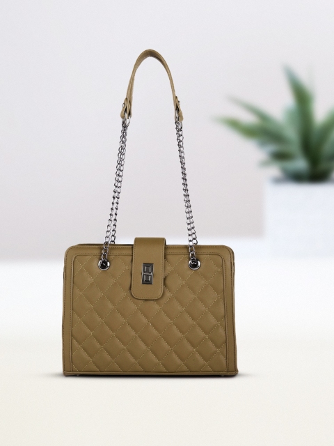 

DressBerry Olive Green PU Structured Sling Bag with Quilted