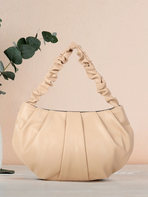 

DressBerry Beige PU Structured Handheld Bag