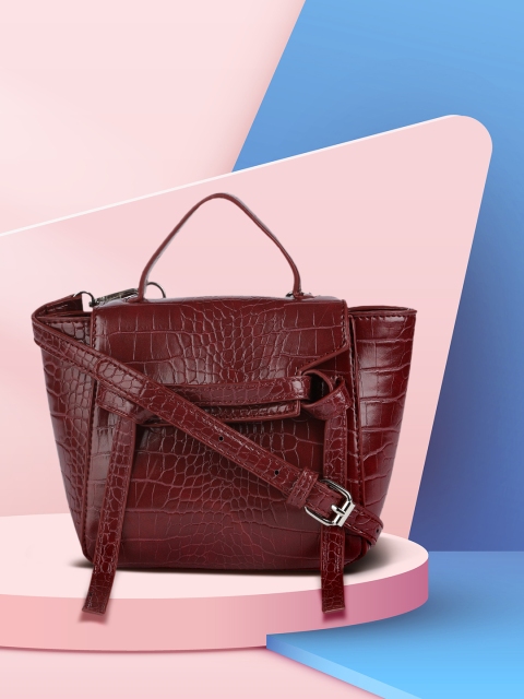 

Mast & Harbour Burgundy Animal Textured Structured Satchel