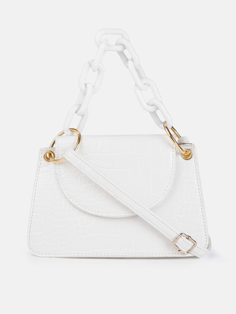 

DressBerry White Animal Textured Structured Handheld Bag