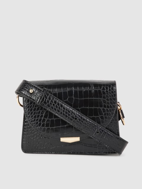 

Mast & Harbour Black Animal Textured PU Regular Structured Sling Bag