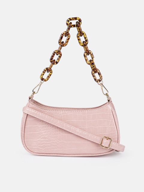 

Mast & Harbour Pink Croc Textured Baguette Sling Bag