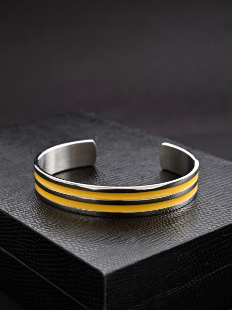 

Tistabene Men Silver-Toned & Yellow Rhodium-Plated Charm Bracelet