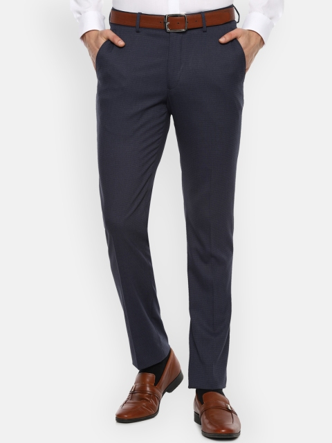 

Louis Philippe Men Navy Blue Slim Fit Formal Trousers