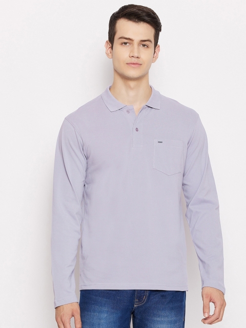 

Okane Men Mauve Polo Collar Pockets T-shirt