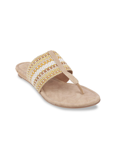 

Mochi Women Beige T-Strap Flats