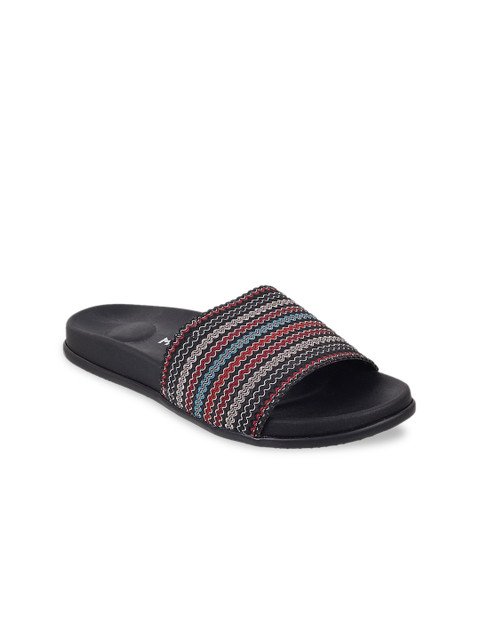 

Mochi Women Black Striped Open Toe Flats