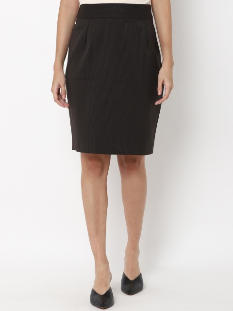 

Allen Solly Woman Women Black Self Design Knee Length Tulip Skirt