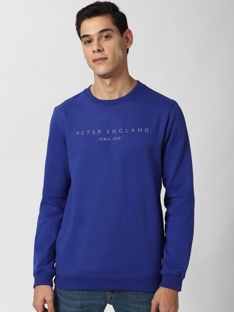 

Peter England Casuals Men Blue Printed Sweatshirt