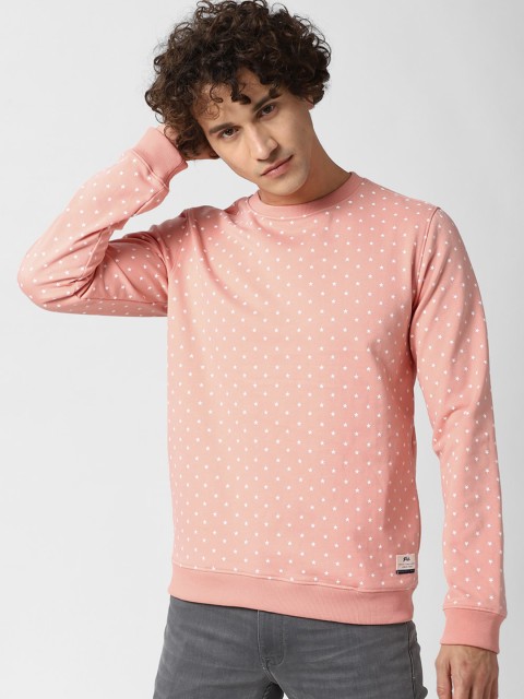 

Peter England Casuals Men Pink Printed Sweatshirt