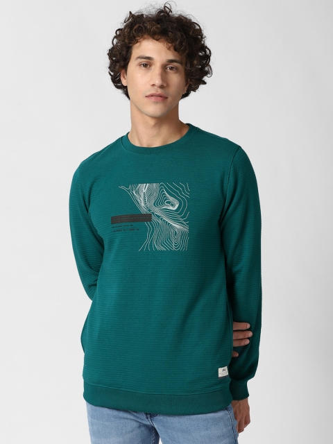 

Peter England Casuals Men Green Printed Sweatshirt